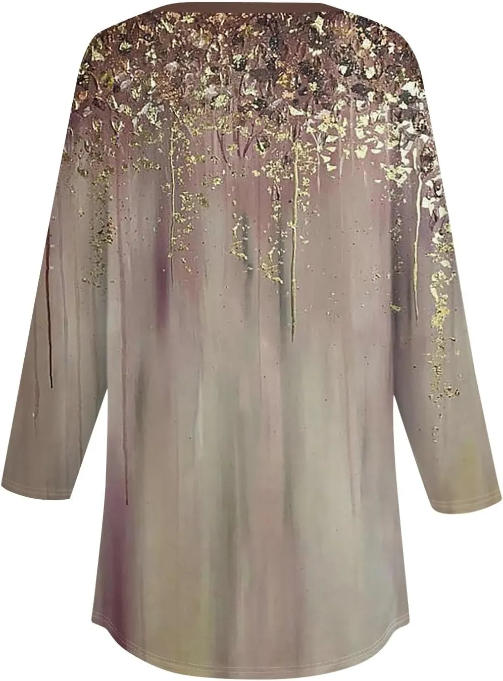 Women's Casual Floral Print Henley Blouse with 3/4 Sleeves, Button Front Loose Fit for Spring and Summer