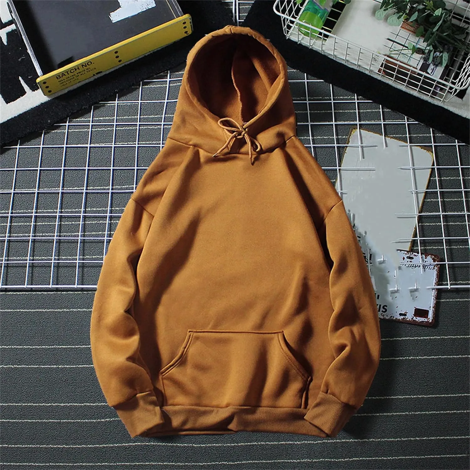 Women's Casual Hoodie Sweatshirts Long Sleeve Loose Pullover Tops Drawstring Solid Lightweight Blouses with Pockets