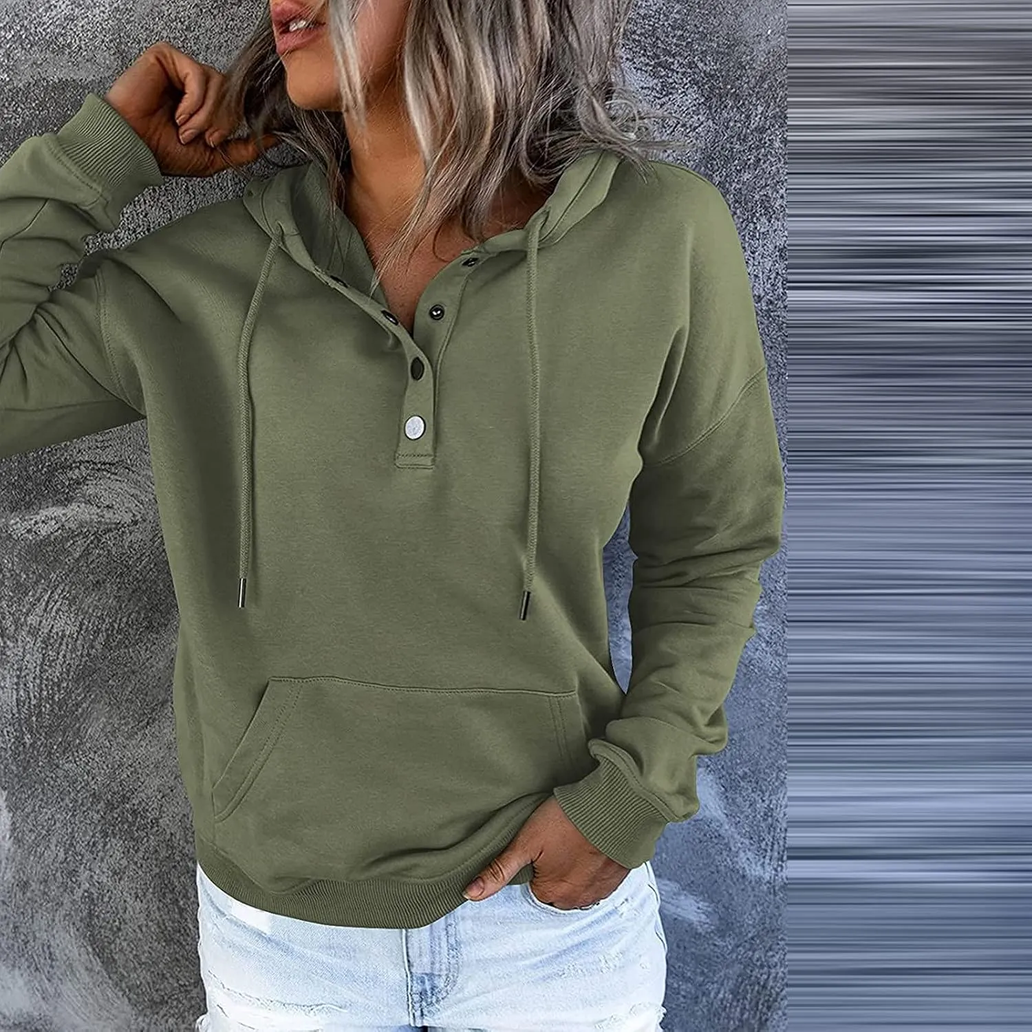 Womens Casual Hoodies Pullover Tops 2022 Fall Clothes Drawstring Long Sleeve Sweatshirts with Pocket