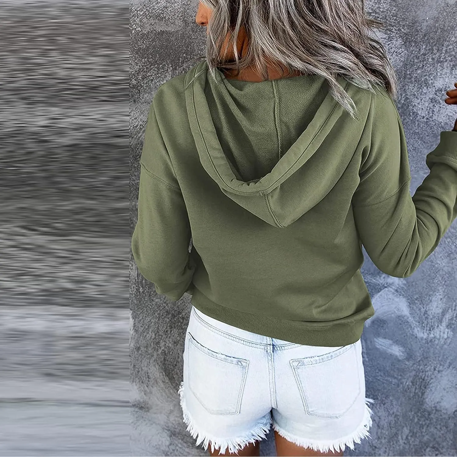 Womens Casual Hoodies Pullover Tops 2022 Fall Clothes Drawstring Long Sleeve Sweatshirts with Pocket