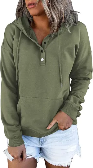 Womens Casual Hoodies Pullover Tops 2022 Fall Clothes Drawstring Long Sleeve Sweatshirts with Pocket
