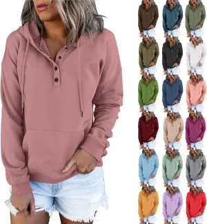 Womens Casual Hoodies Pullover Tops,2022 Fall Clothes Drawstring Long Sleeve Sweatshirts with Pocket