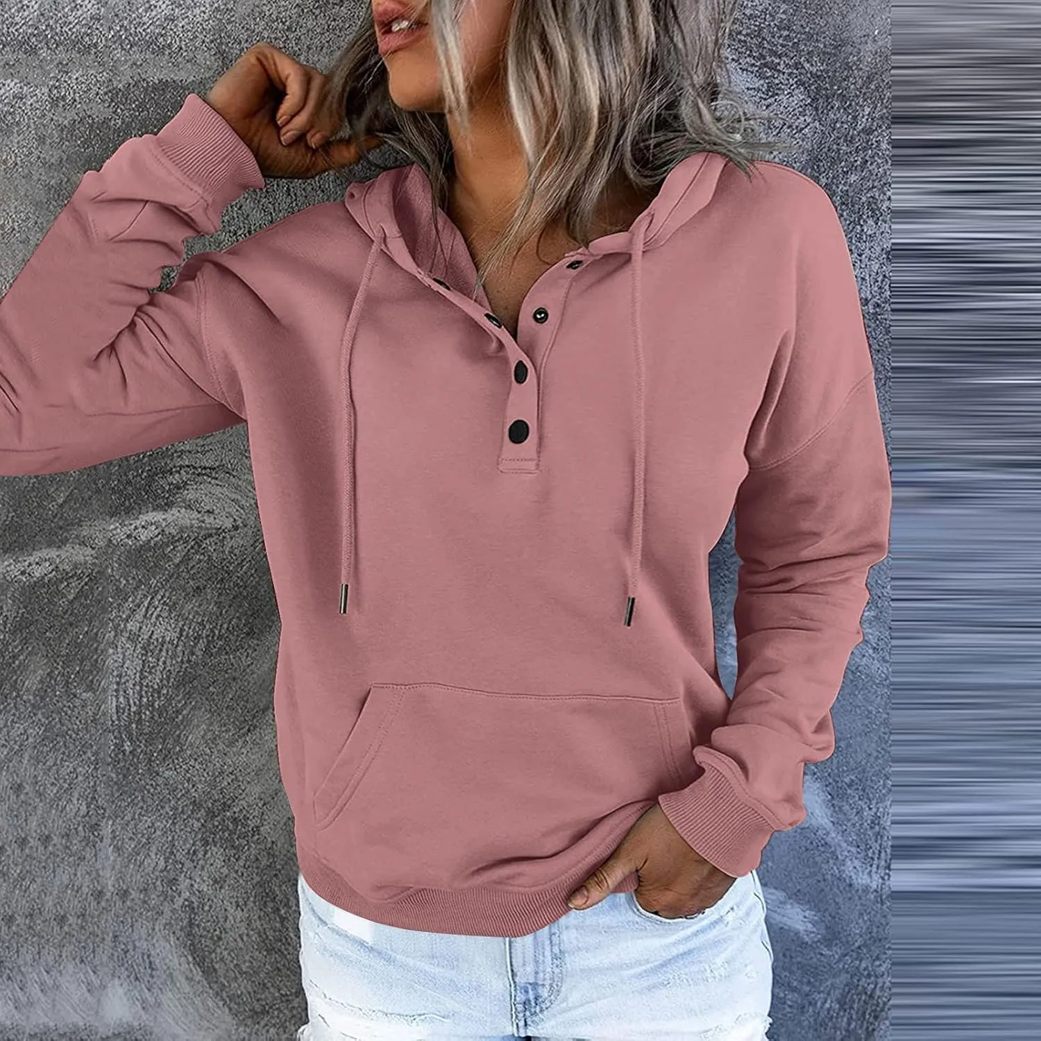 Womens Casual Hoodies Pullover Tops,2022 Fall Clothes Drawstring Long Sleeve Sweatshirts with Pocket