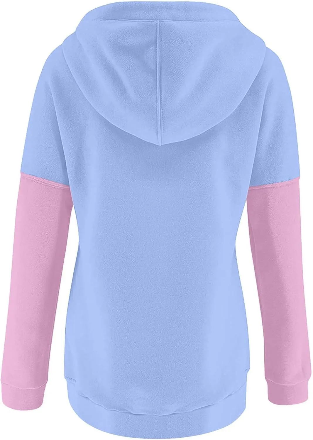 Women's Casual Oversized Hoodies Color Block Long Sleeve Sweatshirt Drawstring Hooded Large Pocket Pullover Top
