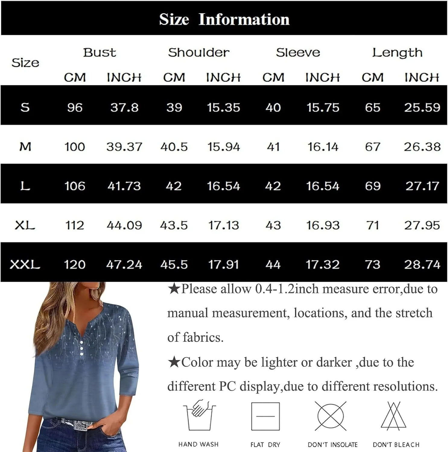 Women's Casual V-Neck 3/4 Length Sleeve Shirt Button Down Floral Print Blouse Tops Summer Fashion Outfit