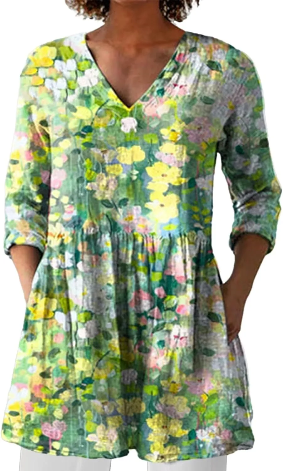 Womens Cool Vintage Boho Vacation Blouse Loose Flowy Floral Graphic Button Down Shirt Trendy 2025 Workwear Tunics