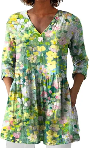 Womens Cool Vintage Boho Vacation Blouse Loose Flowy Floral Graphic Button Down Shirt Trendy 2025 Workwear Tunics