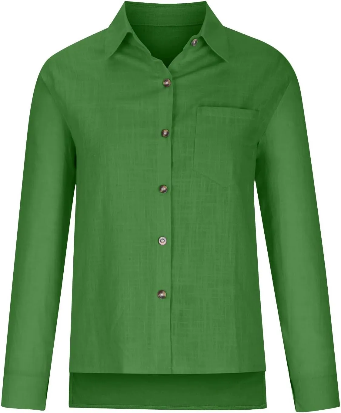 Womens Cotton Linen Button Down Shirt 2024 Spring Casual Long Sleeve Solid Color Shirts Loose Work Tops with Pockets