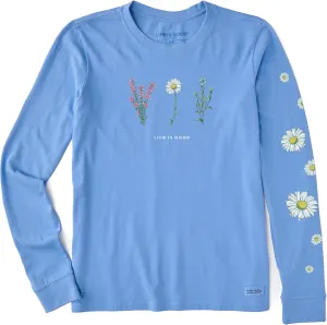Women's Detailed Wildflowers Long Sleeve Crusher Tee