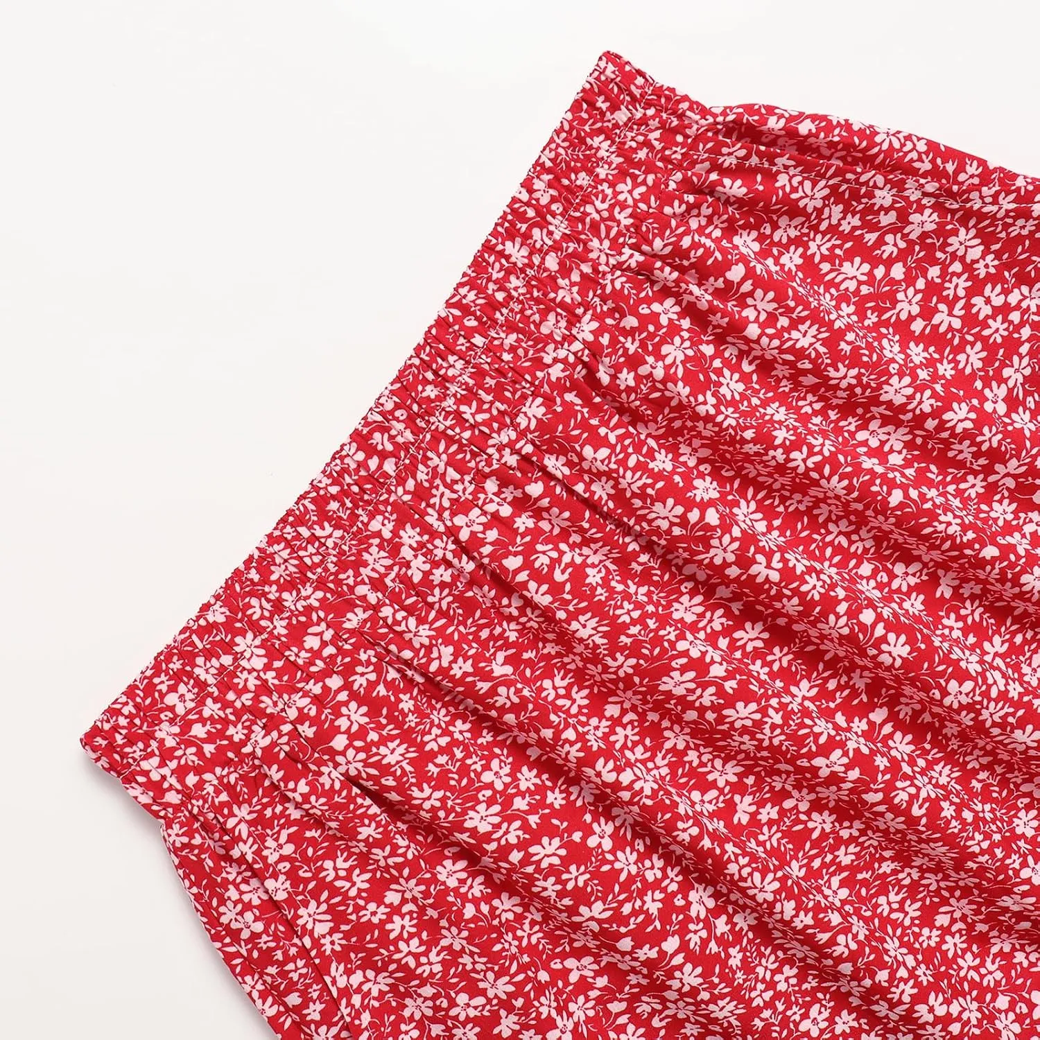 Women's Elastic Waist MIDI Skirt Spring Summer Autumn Floral Skirt Pleated A-line Skirt