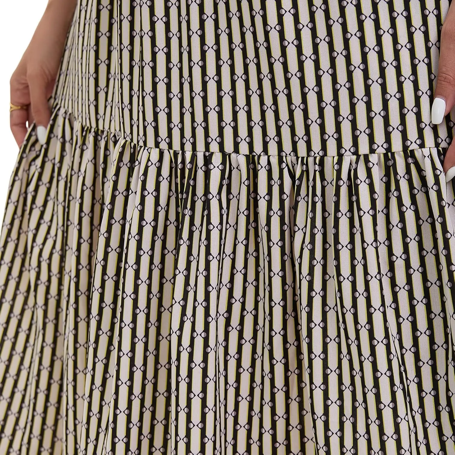 Women's Elastic Waist Skirt Spring Summer Autumn Striped Plaid Skirt Pleated MIDI Skirt
