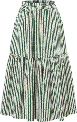 Women's Elastic Waist Skirt Spring Summer Autumn Striped Plaid Skirt Pleated MIDI Skirt
