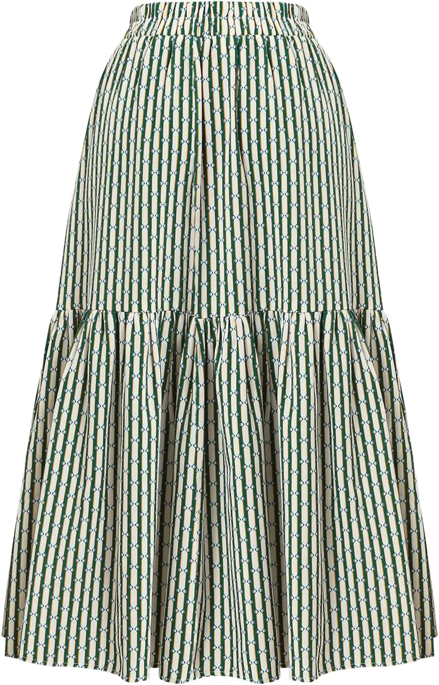Women's Elastic Waist Skirt Spring Summer Autumn Striped Plaid Skirt Pleated MIDI Skirt