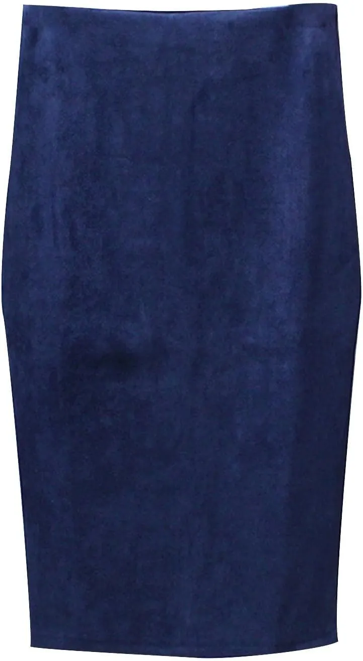 Women's Faux Suede Bodycon Skirt Vintage High Waist Pencil Midi Skirts Stretch Soft Comfort Casual Solid Dress