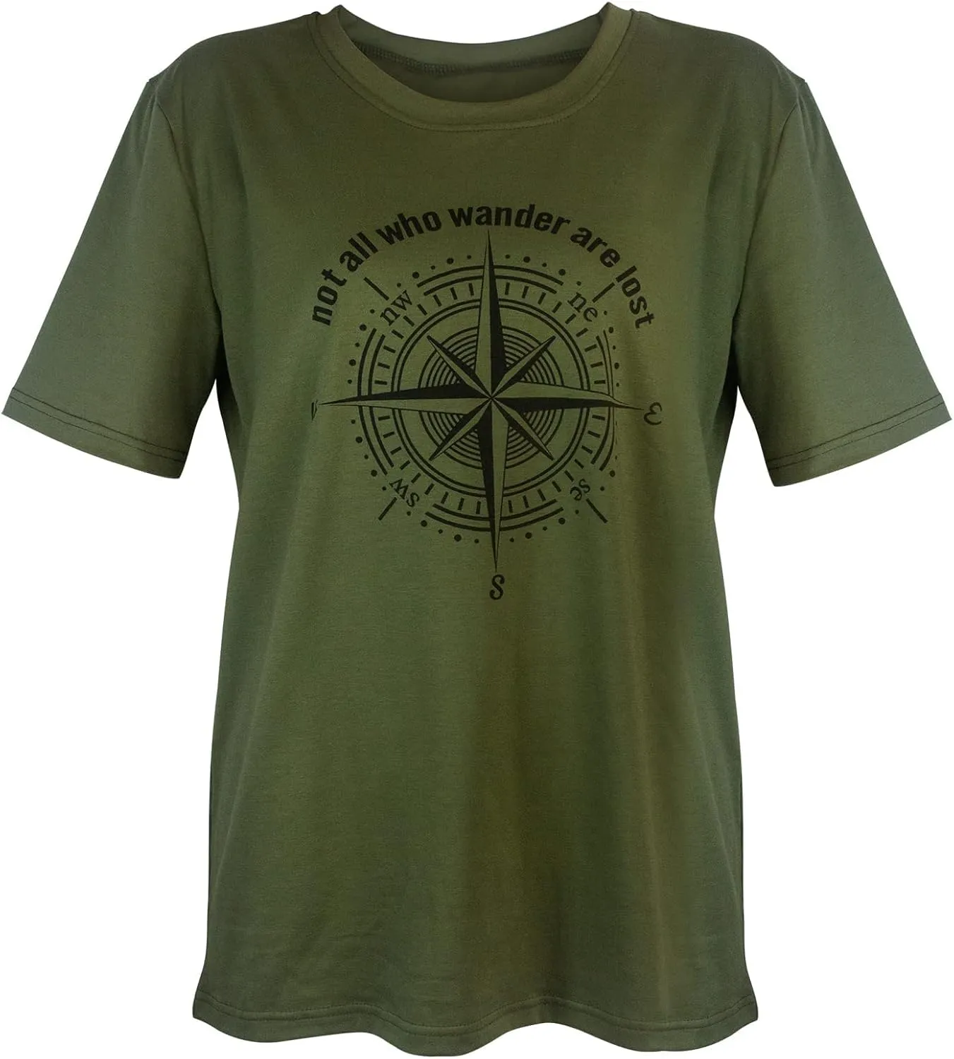 Womens Graphic T-Shirt Not All Who Wander are Lost Funny Tees for Women Summer Casual Tops Athletic Shirts