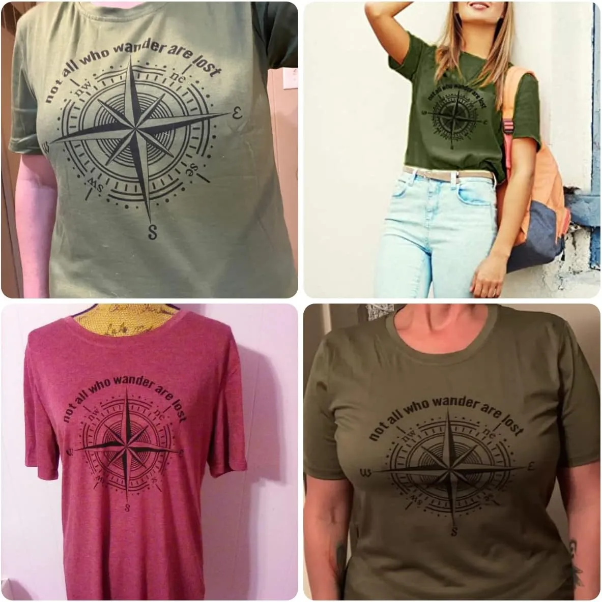Womens Graphic T-Shirt Not All Who Wander are Lost Funny Tees for Women Summer Casual Tops Athletic Shirts