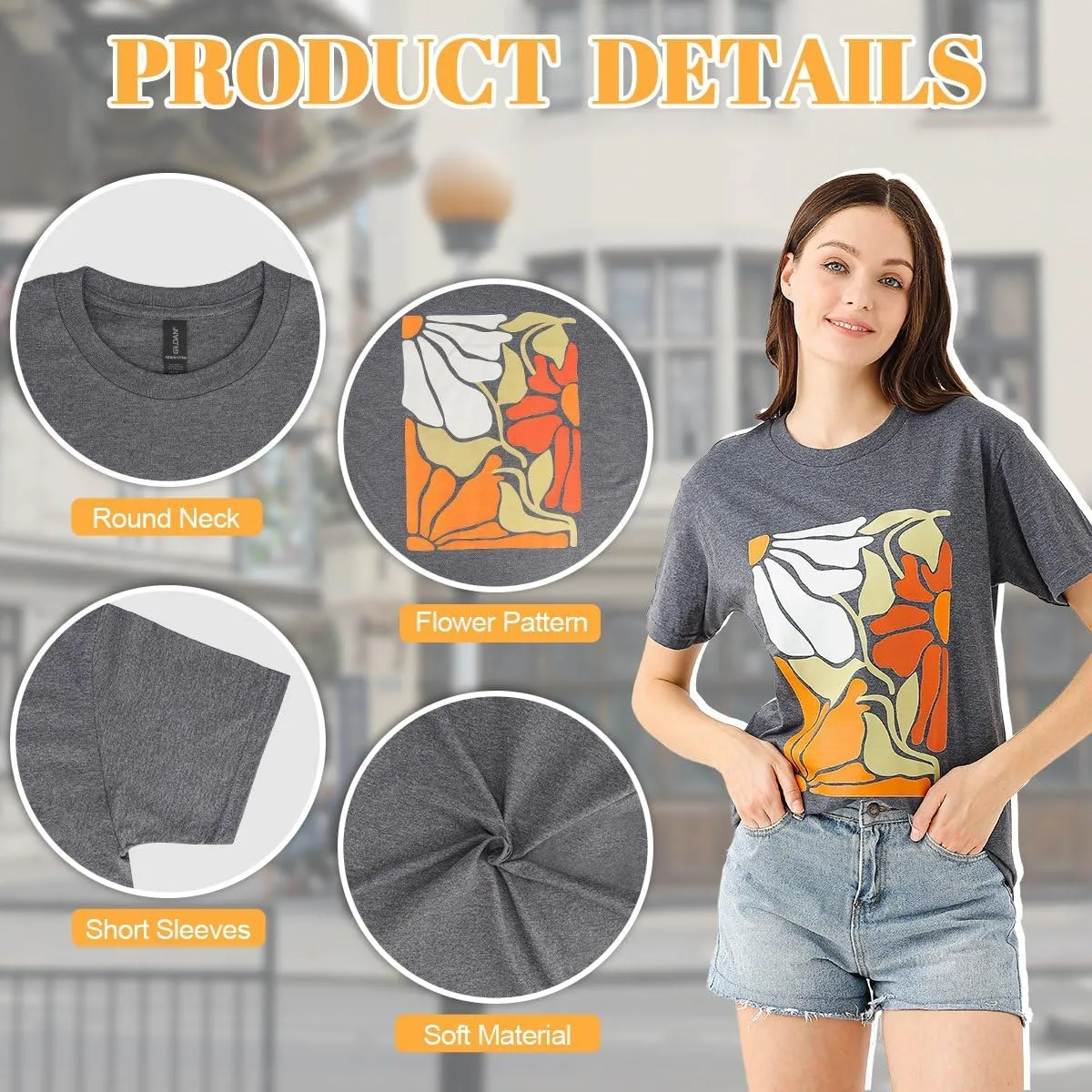 Womens Graphic Tees Vintage Tshirt Short Sleeve Country Music Shirt Casual Plant Tops
