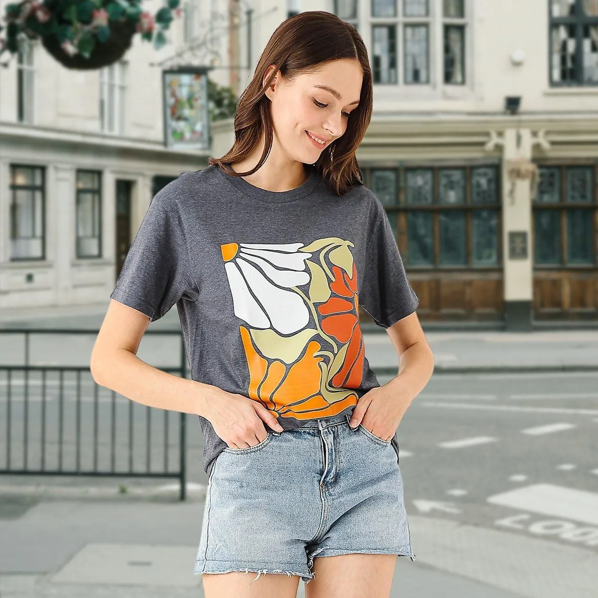 Womens Graphic Tees Vintage Tshirt Short Sleeve Country Music Shirt Casual Plant Tops