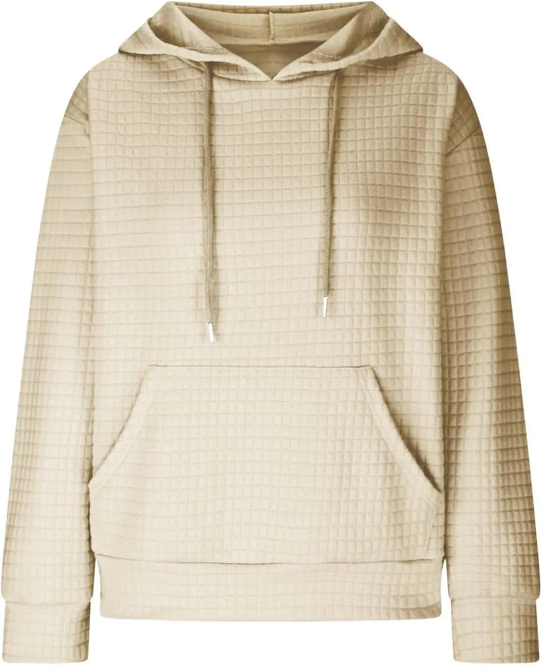 Womens Hoodies Fall Winter Waffle Knit Drawstring Cute Sweatshirts with Pocket Trendy Pullover