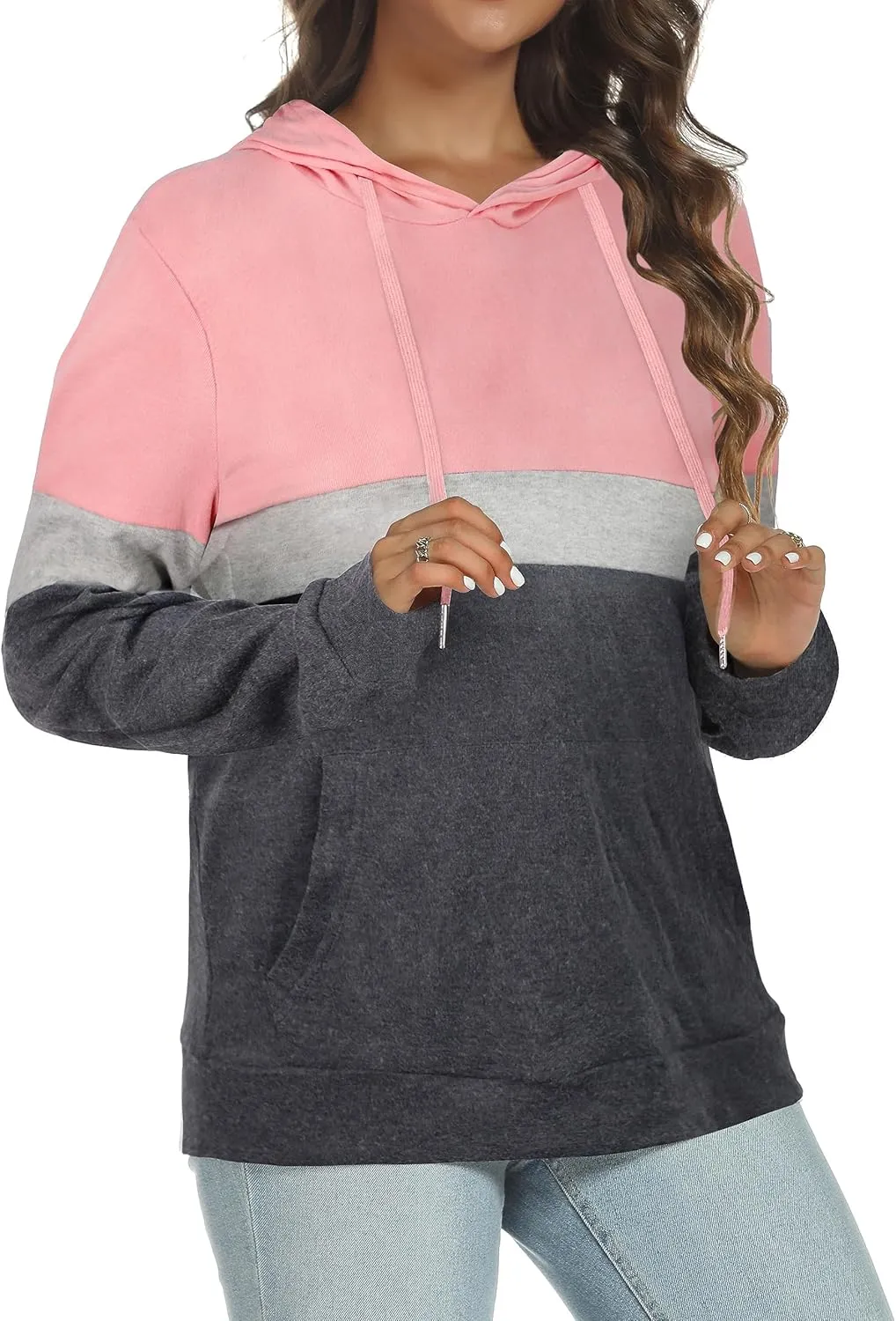 Women's Hoodies Long Sleeve Sweatshirts Drawstring Pullover Tops with Pocket Casual Loose Blouses Tunic