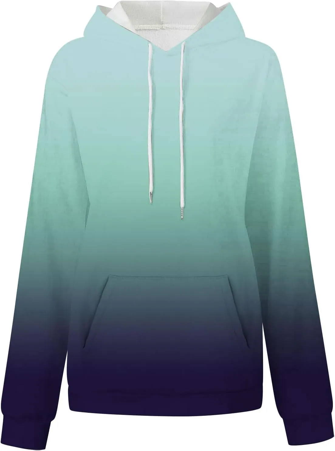Women's Hoodies Oversized Gradient Long Sleeve Casual Sweatshirts Plus Size Drawstring Large Pocket Pullover Tops