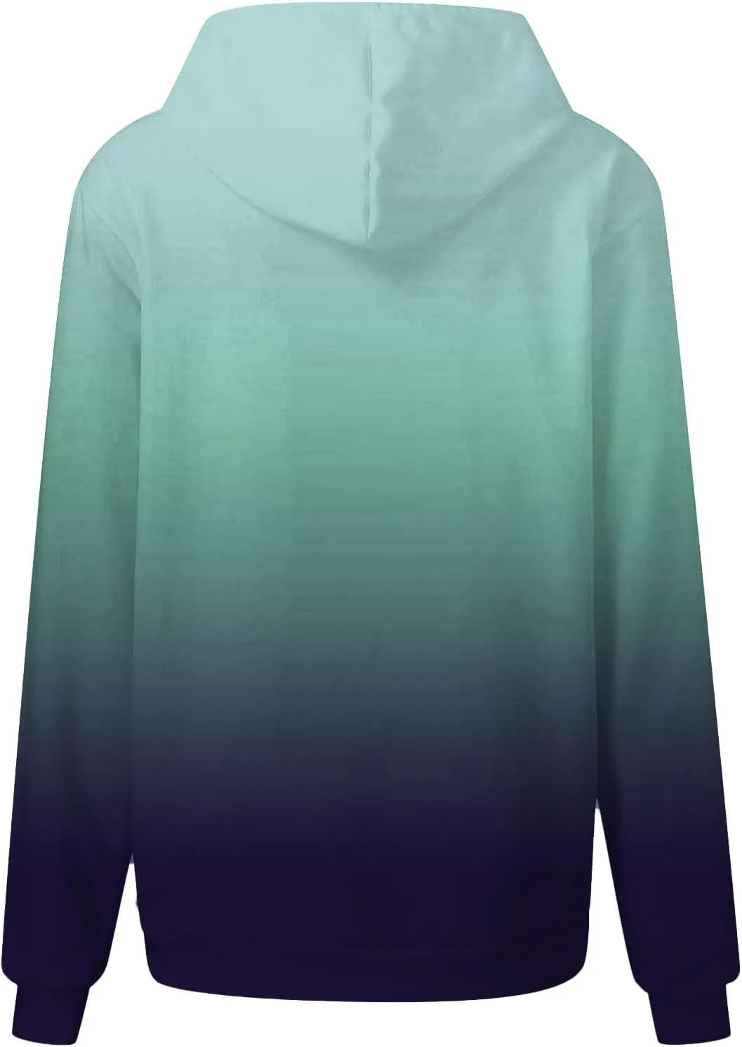 Women's Hoodies Oversized Gradient Long Sleeve Casual Sweatshirts Plus Size Drawstring Large Pocket Pullover Tops