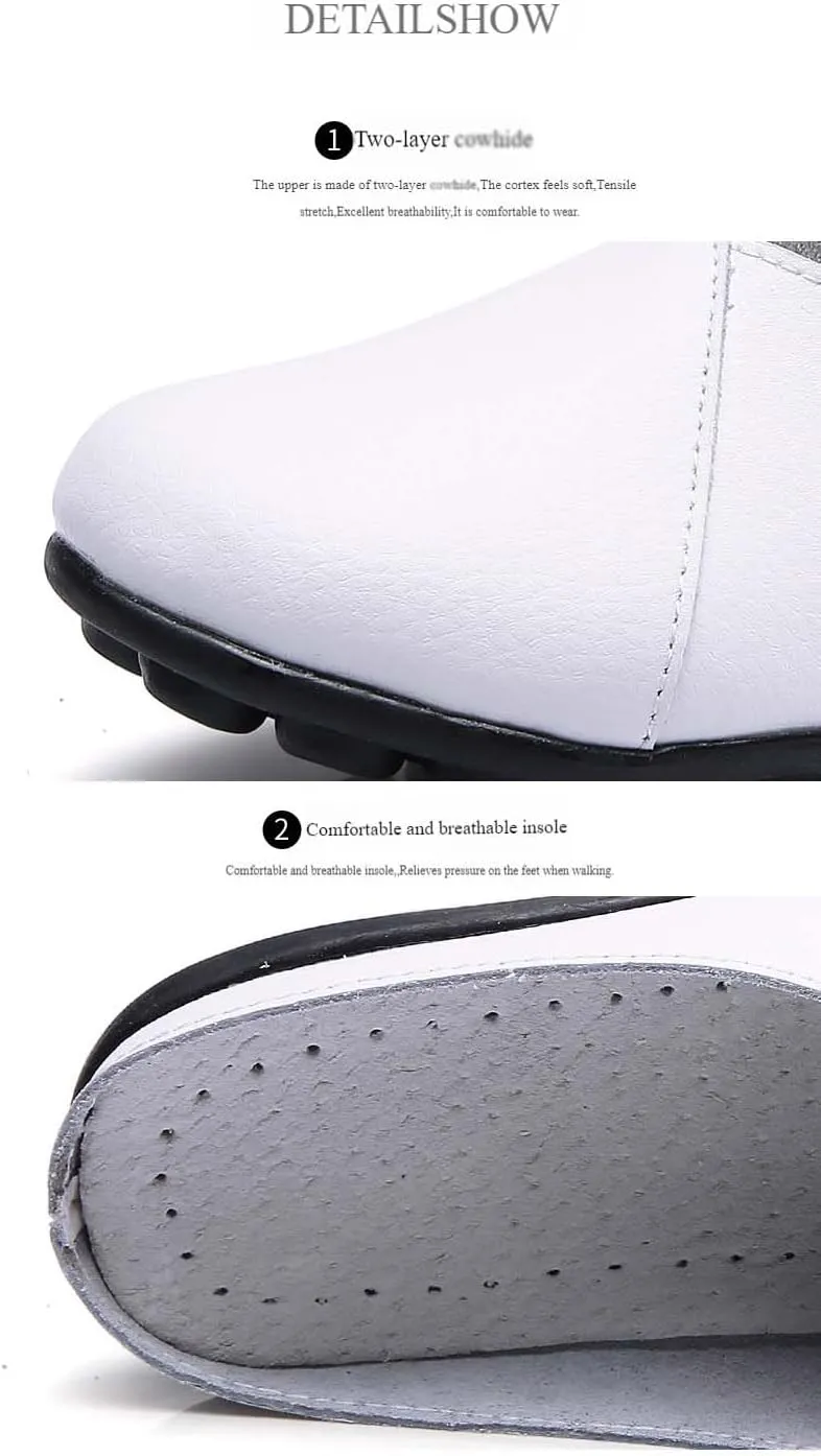 Women's Leather Mules Backless Loafers Slip-on Round Toe Flat Shoes Closed Toe Comfortable Summer Slipper Non-Slip Flat Shoes