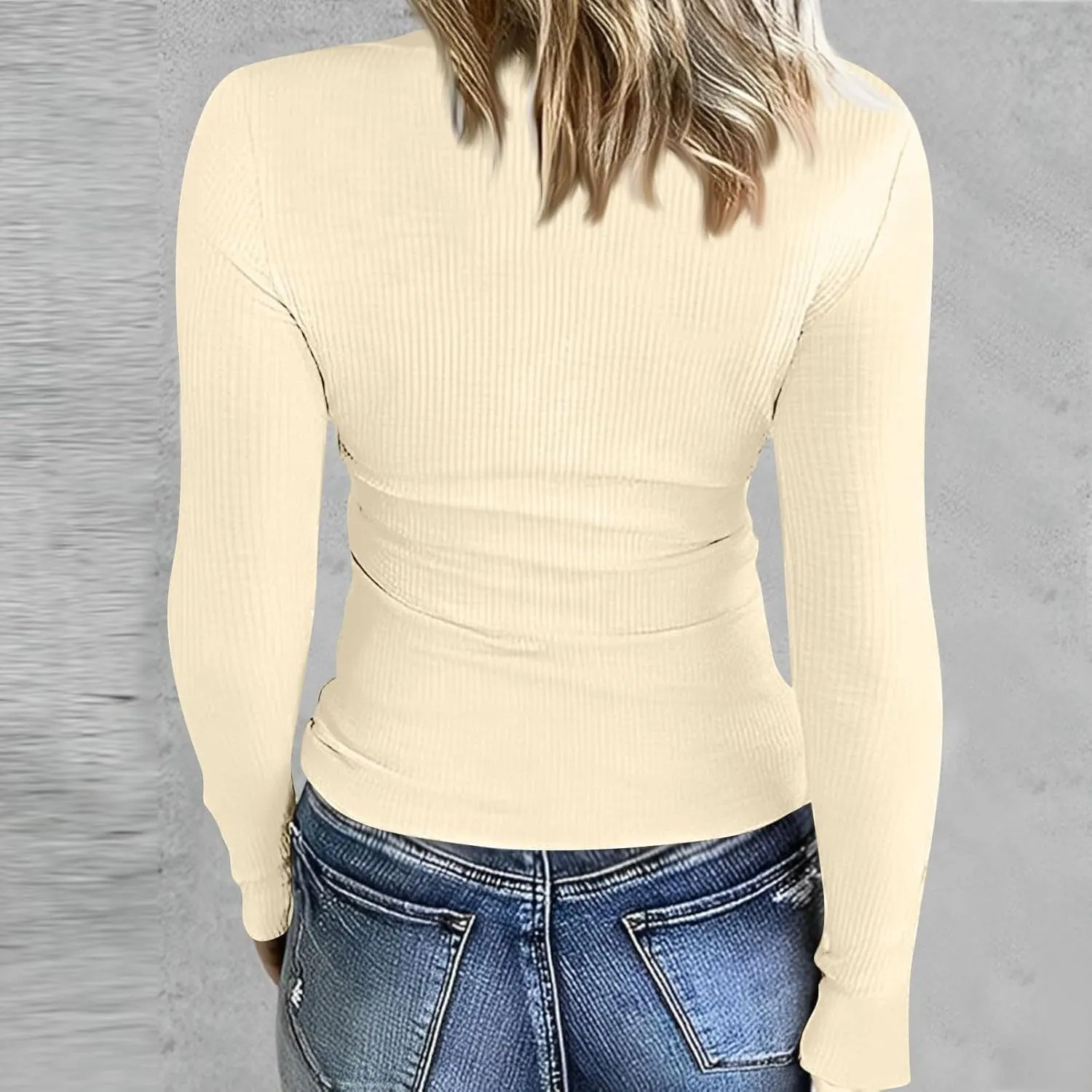 Womens Long Sleeve Crewneck Tops Rib Knit Slim Fit Basic Shirts 2024 Casual T-Shirt Stretchy Going Out Basic Outfits
