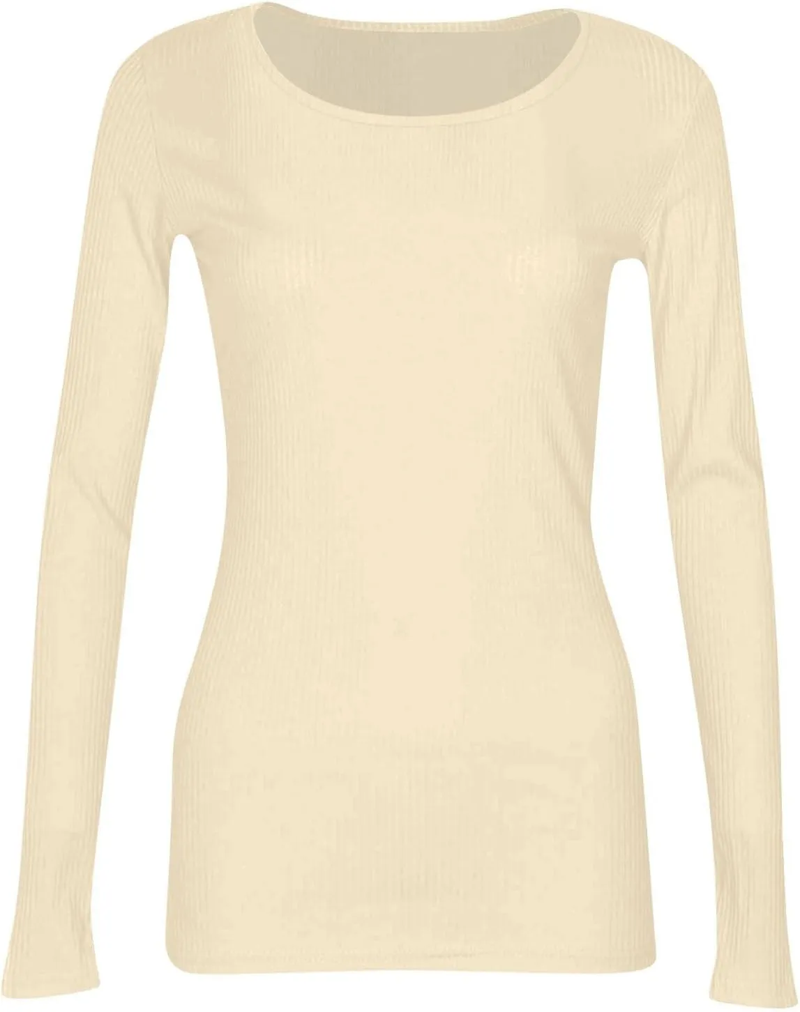 Womens Long Sleeve Crewneck Tops Rib Knit Slim Fit Basic Shirts 2024 Casual T-Shirt Stretchy Going Out Basic Outfits