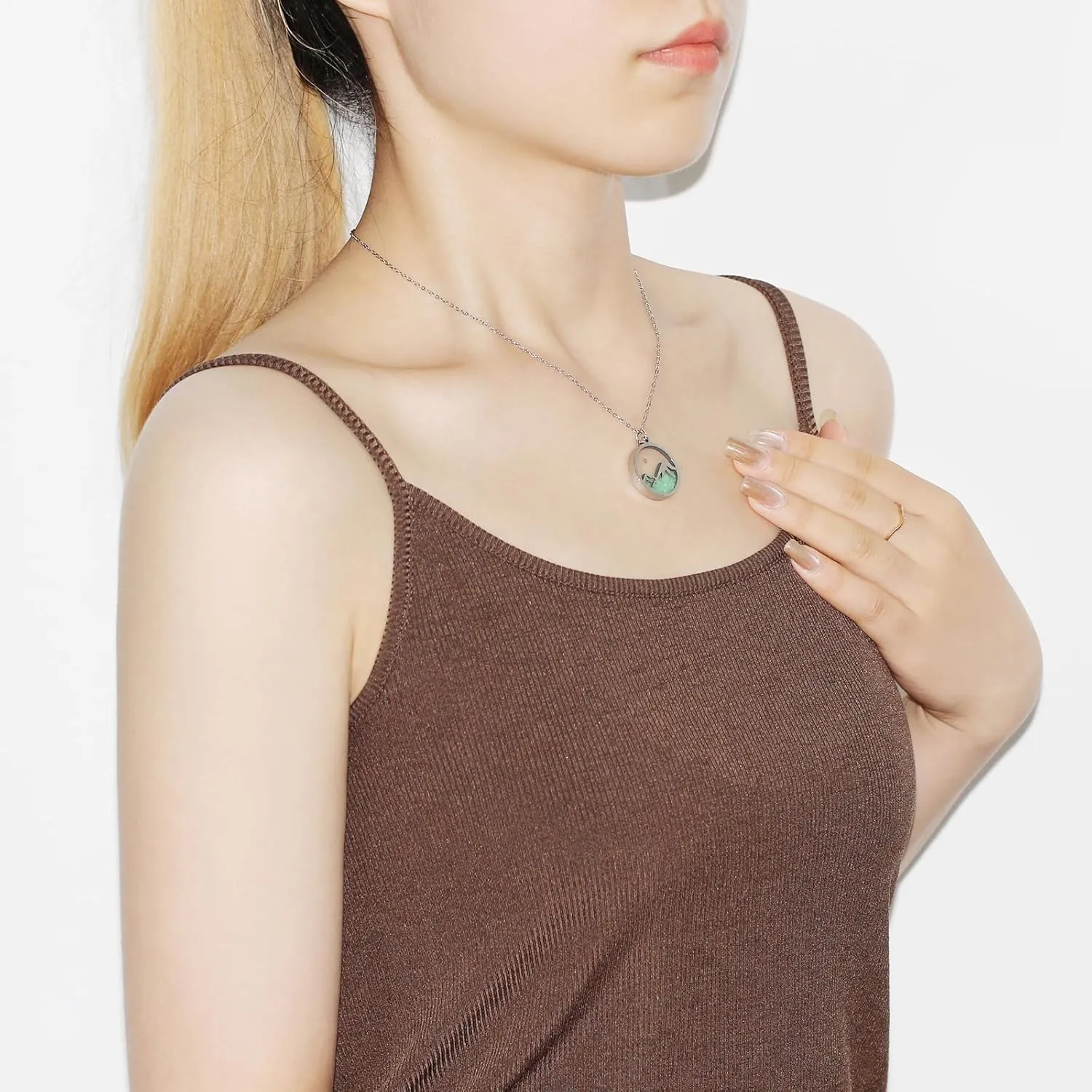 Women's Luminous Glow Mustard Seed Necklace | Round Mountain Pendant for Women Faith Moves Mountains Bible Verse Christian Glow Jewelry YA5070