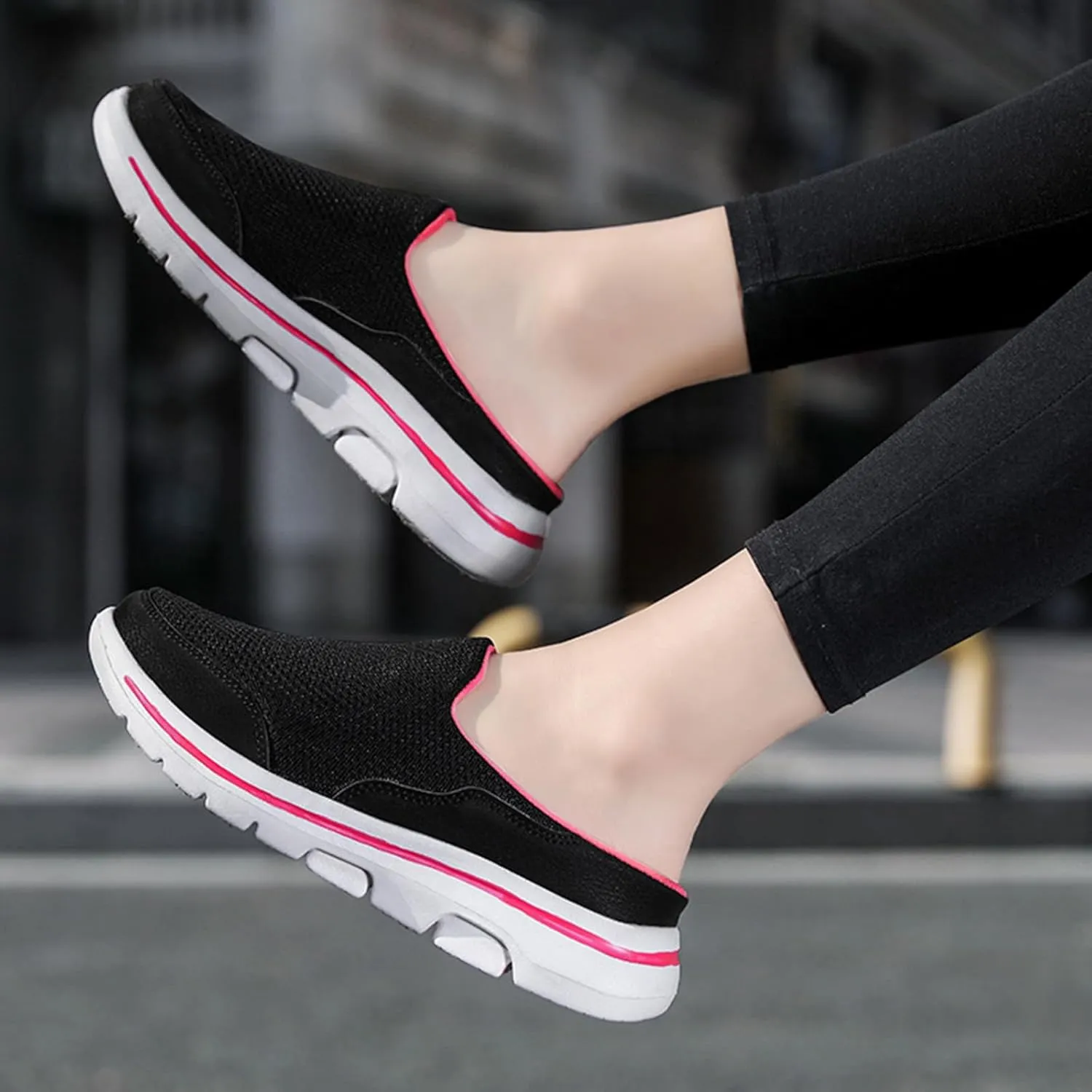 Womens Mules Casual Non Slip Orthopedic Sneakers with Arch Support Mesh Breathable Soft Sole Mules Lightweight Summer Comfortable Walking Shoes Casual Slippers Beach Footwear