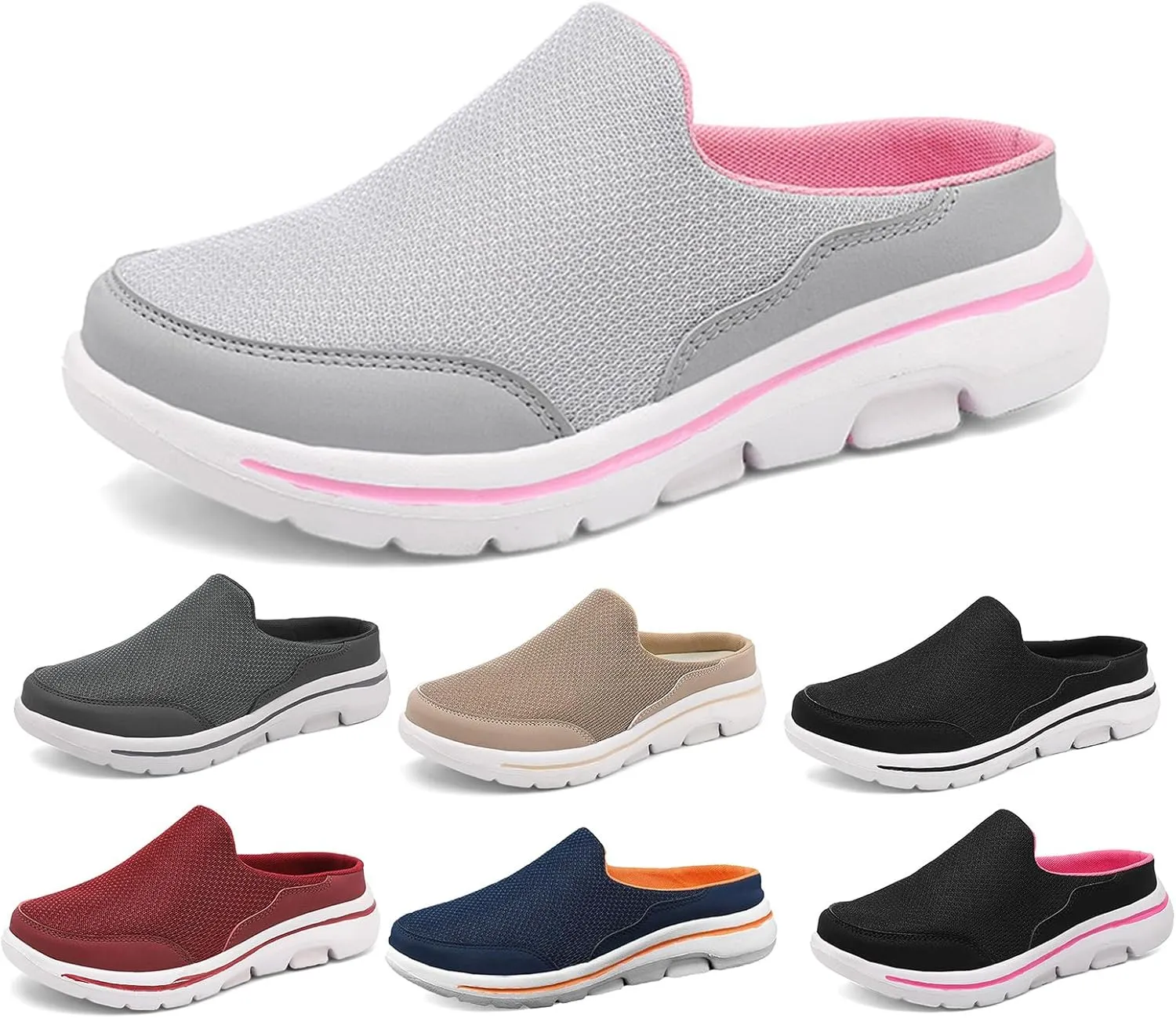 Womens Mules Casual Non Slip Orthopedic Sneakers with Arch Support Mesh Breathable Soft Sole Mules Lightweight Summer Comfortable Walking Shoes Casual Slippers Beach Footwear
