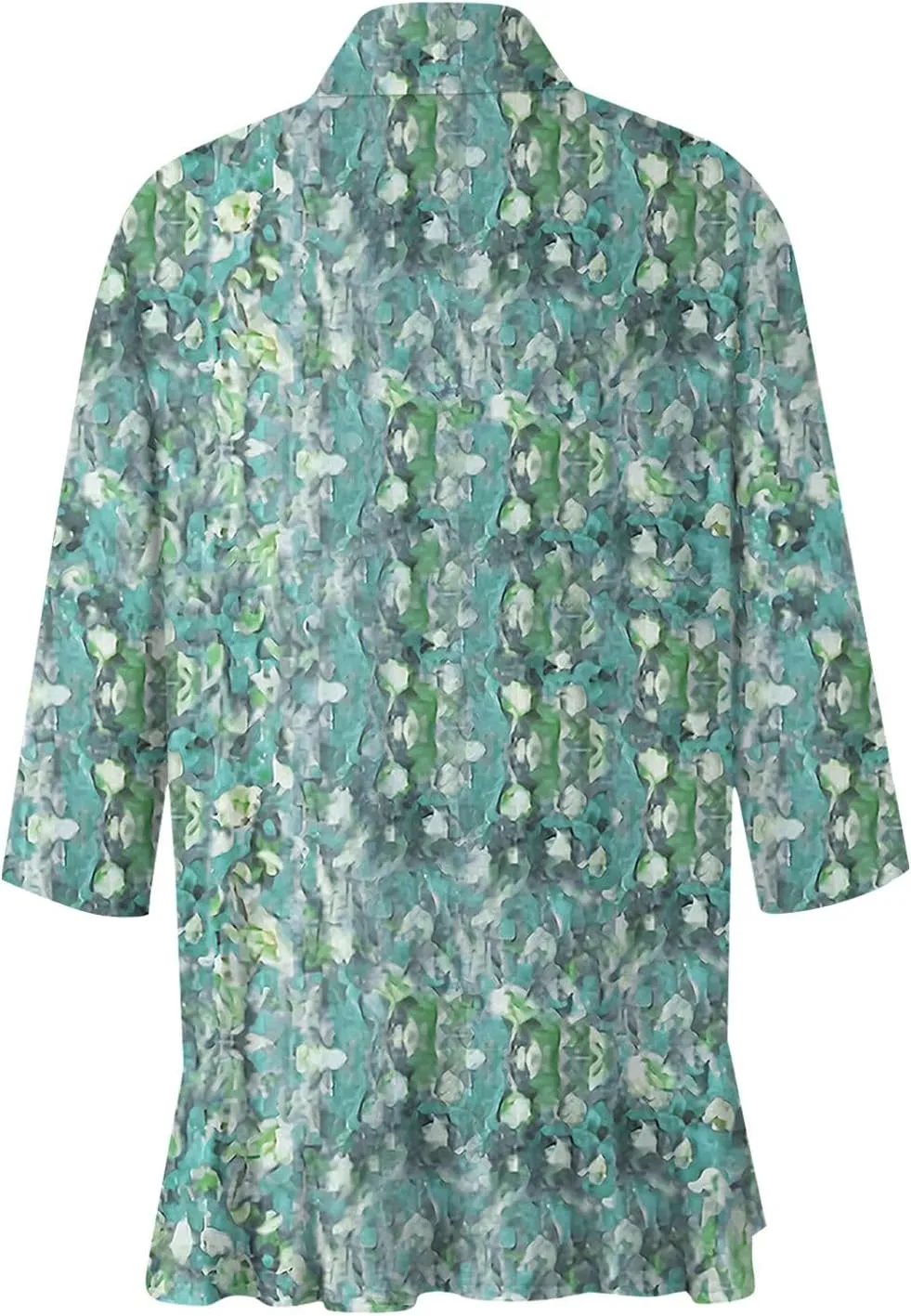 Womens Open Front Cardigan Lightweight Retro Print Cardigans 3/4 Sleeve Blouse Tops Coat Casual Duster Jackets