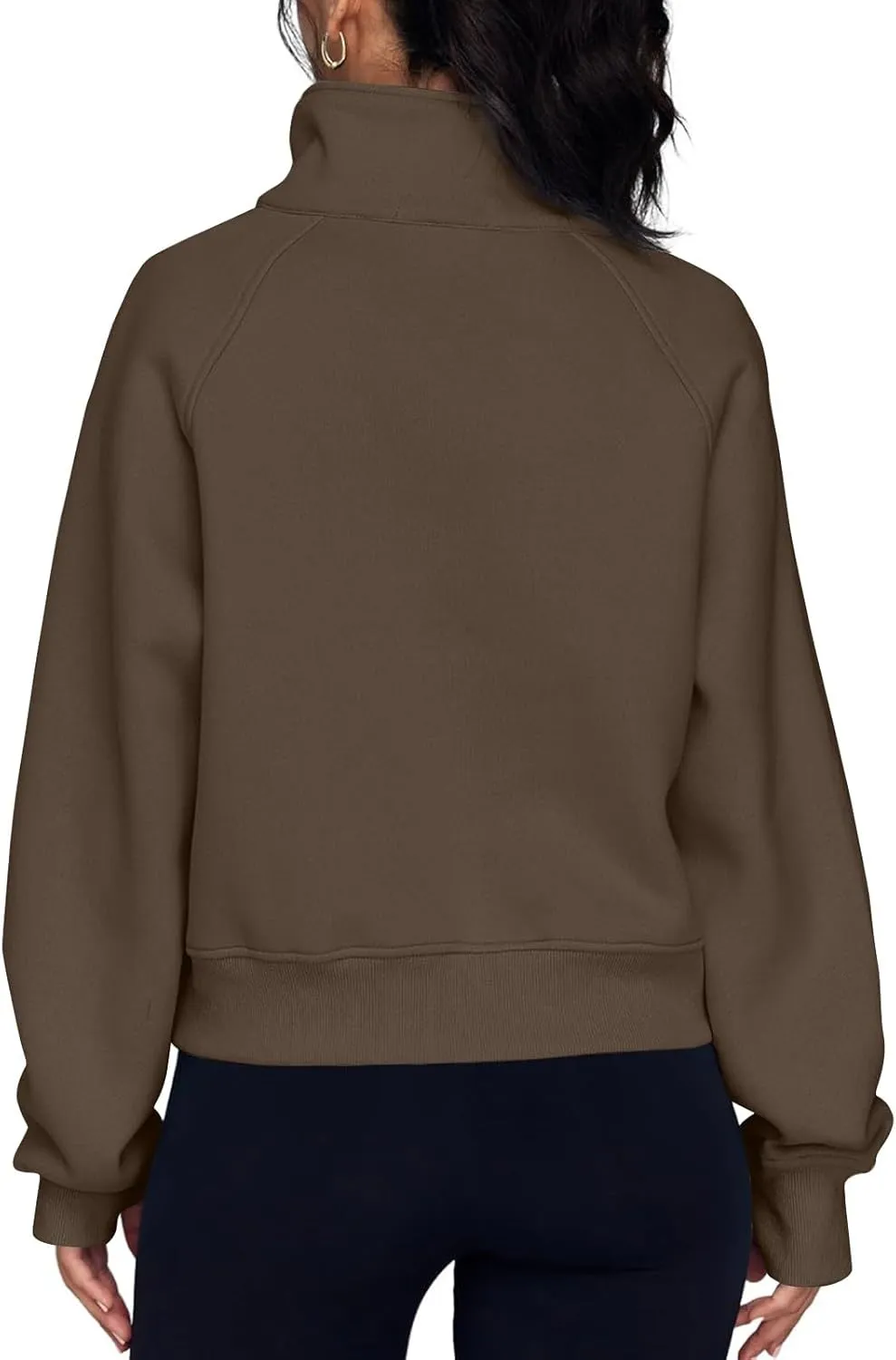 Womens Oversized Half Zip Cropped Sweatshirt 2024 Fall Fashion 1/4 Zip Pullover Preppy Thumb Hole Tops With Pocket