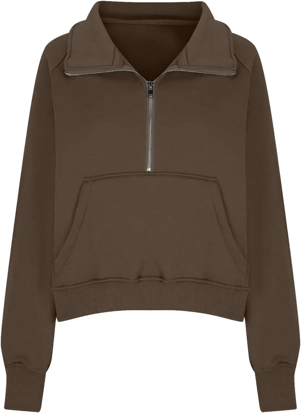 Womens Oversized Half Zip Cropped Sweatshirt 2024 Fall Fashion 1/4 Zip Pullover Preppy Thumb Hole Tops With Pocket