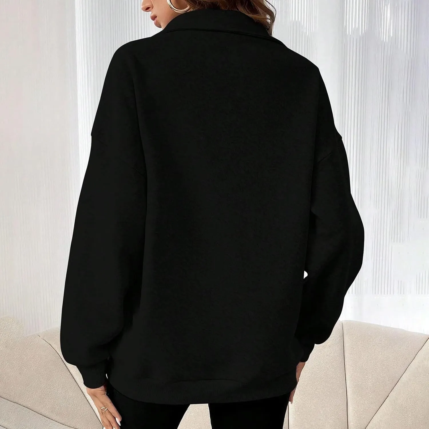 Womens Oversized Hoodie Sweatshirts Top Long Sleeve Quarter Zip Fall Tunic Pullover Trendy Teen Girls Preppy Clothes