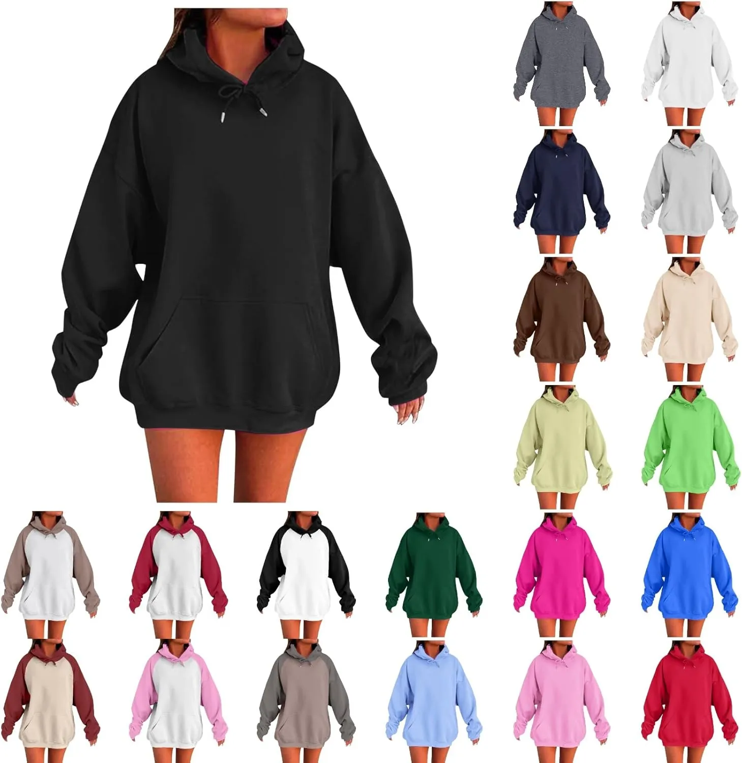 Womens Oversized Hoodies Sweatshirt Pullover Fleece Sweaters Long Sleeve Winter Fall Outfits Fashion Y2k Cute Clothes