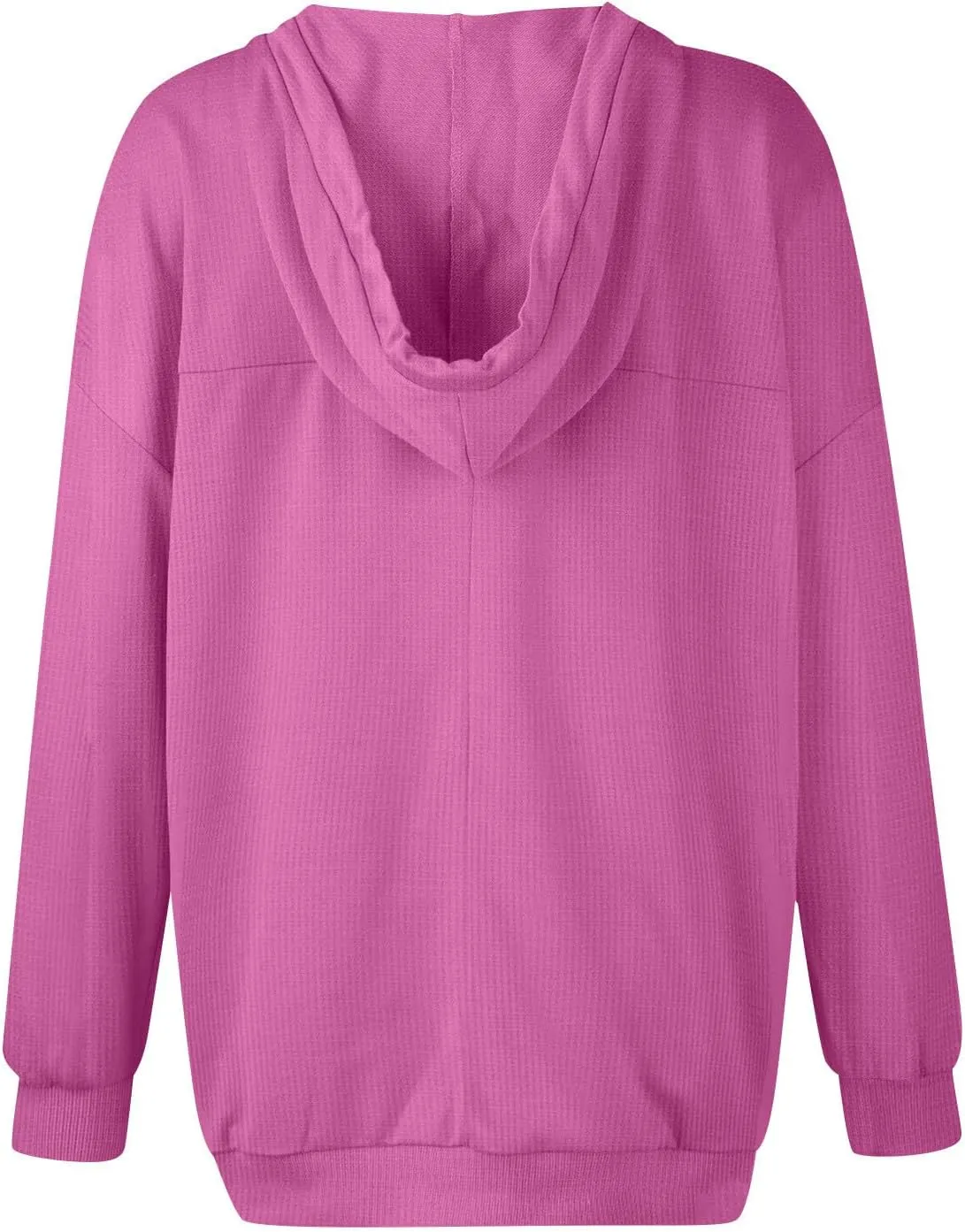 Womens Oversized Sweatshirt V Neck Hoodies Casual Drawstring Hooded Pullover Top Waffle Long Sleeve Workout Tops