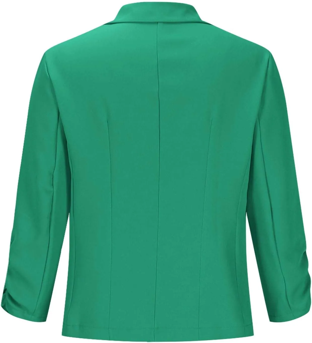 Women's Ruched 3/4 Sleeve Blazers Lightweight Slim Fit Jackets Lapel Trench Coat Work Office Jacket Business Casual