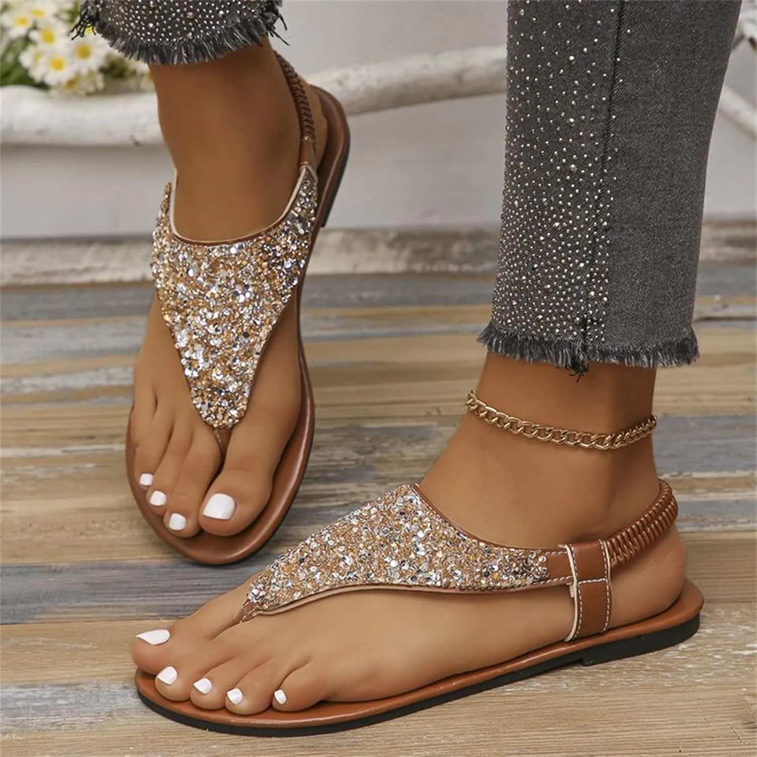 Womens Sandals Shoes Walking Sandal Non Slip Casual Summer Beach Shoes Dress Women's Fashion Flip Flop