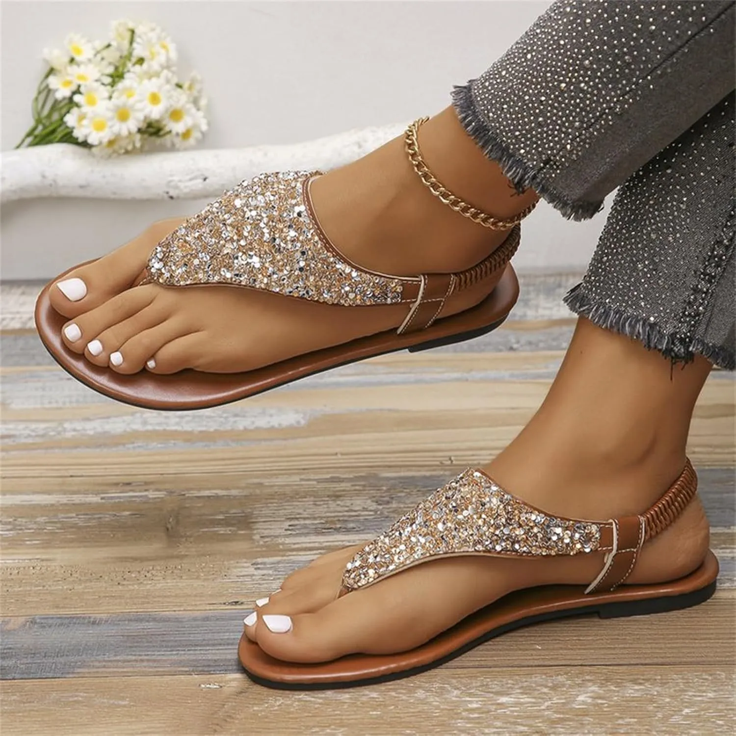 Womens Sandals Shoes Walking Sandal Non Slip Casual Summer Beach Shoes Dress Women's Fashion Flip Flop