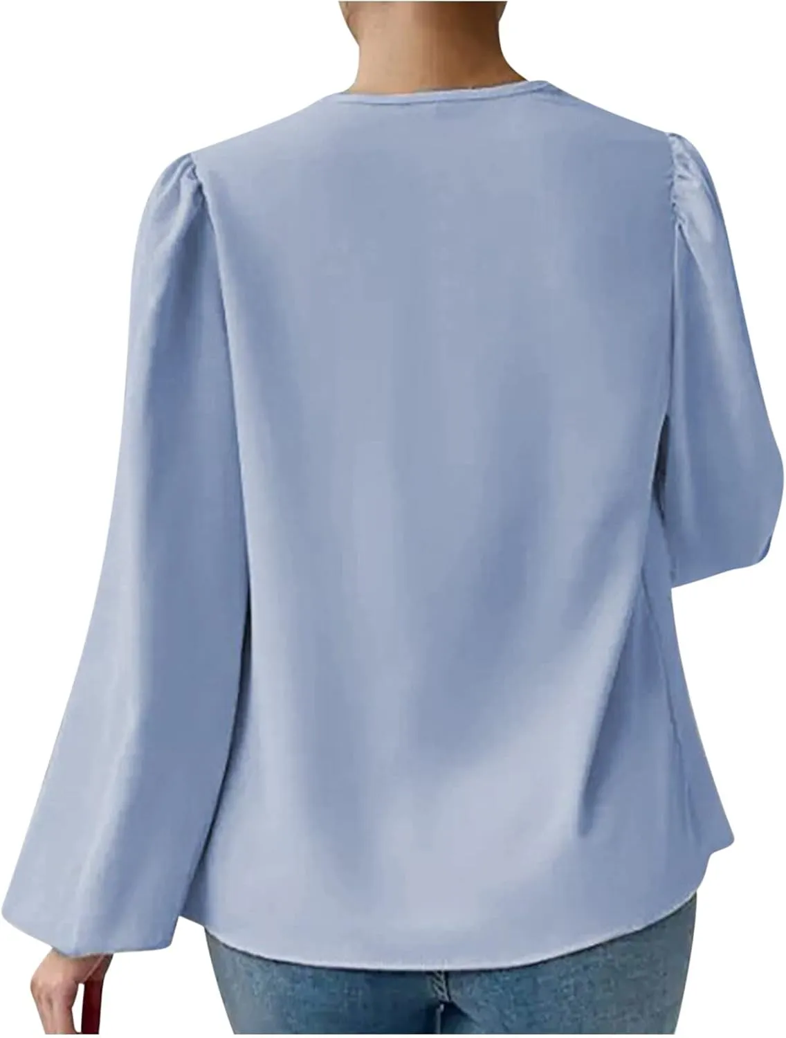 Women's Satin Silk Draped Cowl Neck Ruched Long Sleeve Tops Dressy Casual Fashion Trendy Comfy Shirt Fall 2024