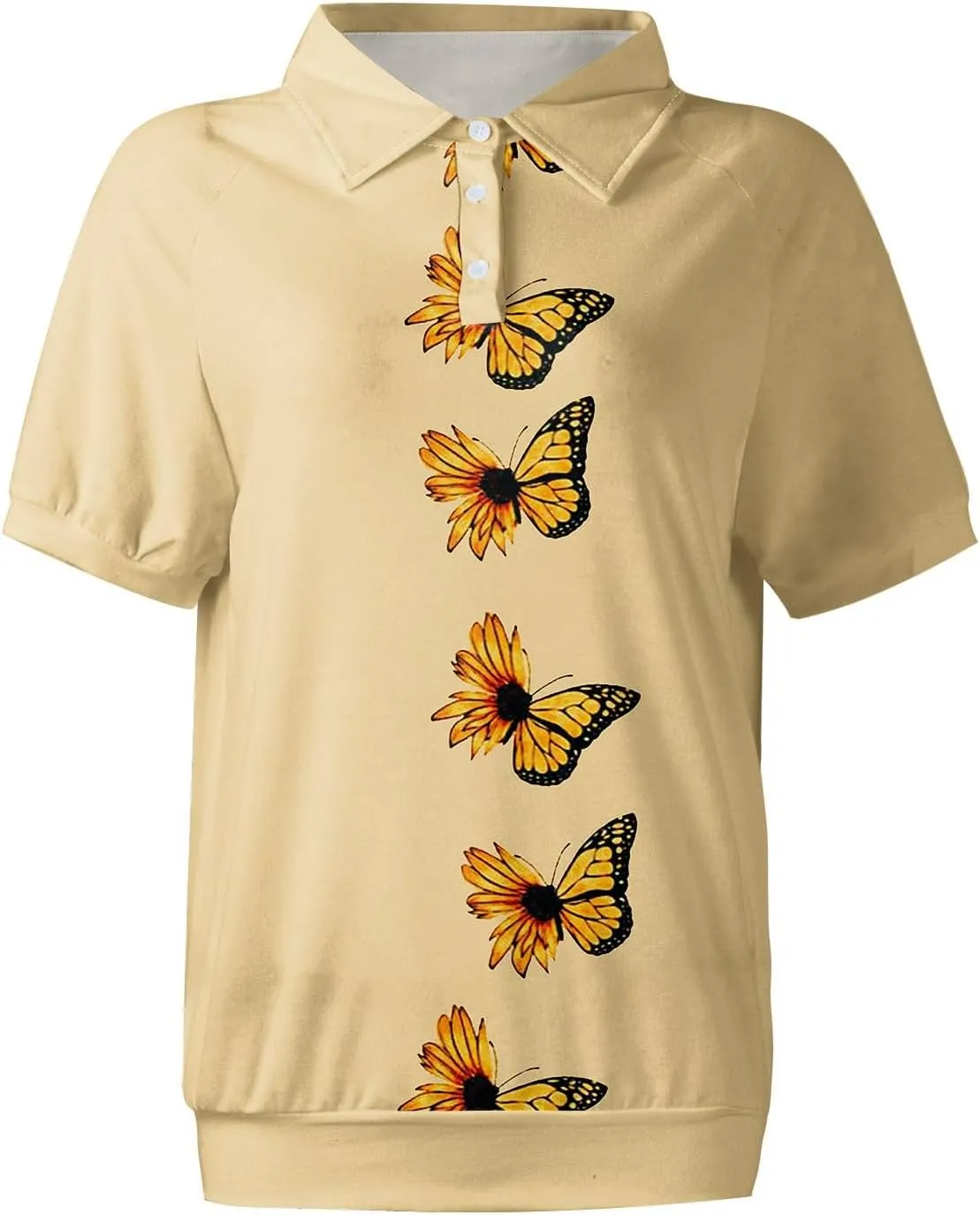 Womens Shirts Casual Short Sleeve Summer Tops Trendy Floral Print Blouses Lapel Collared Work Outfits