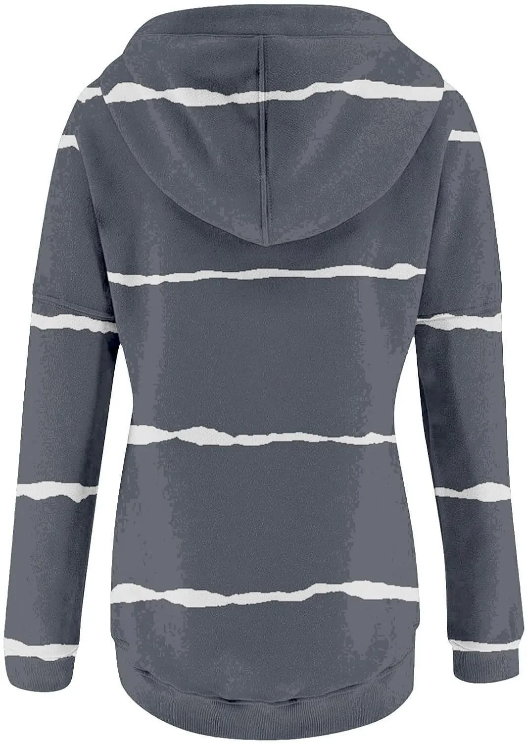 Womens Striped Casual Sweatshirt Oversized Drawstring Casual V Neck Button Up Hoodies Fall Long Sleeve Hooded Jackets