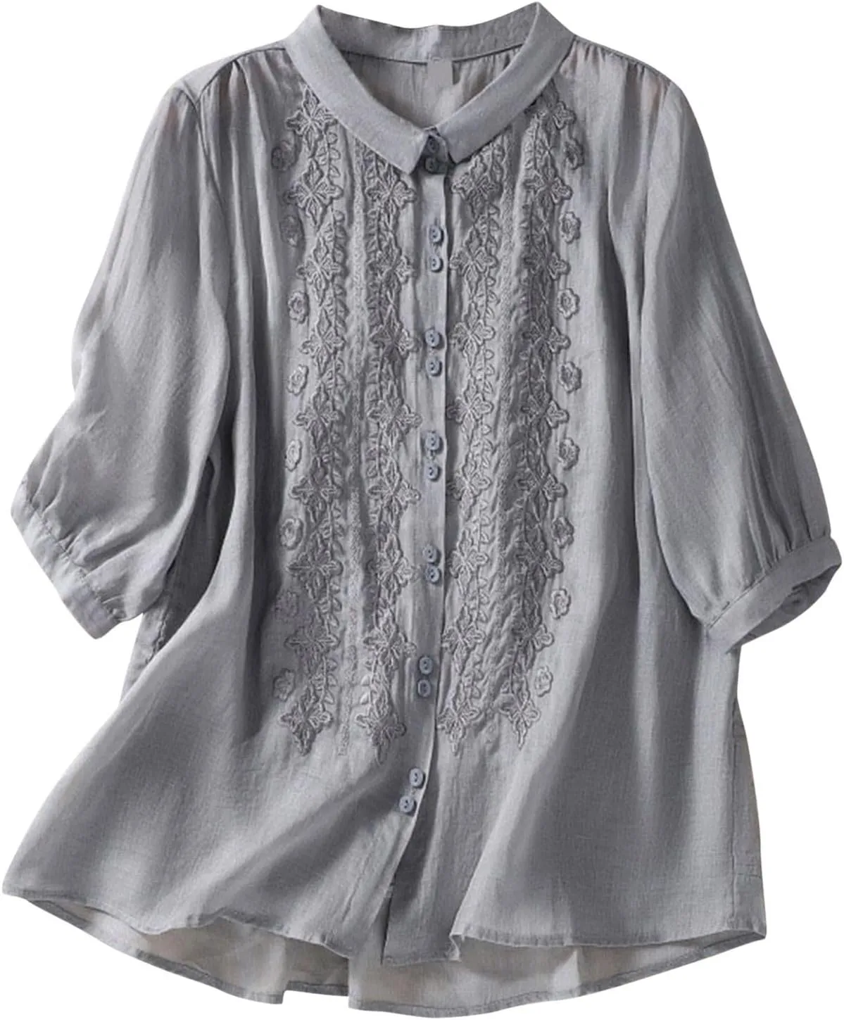 Women's Summer Shirts Polka Dot Printed Cotton Linen Sleeveless Round Neck Tops Button Loose Casual Ladies Blouse