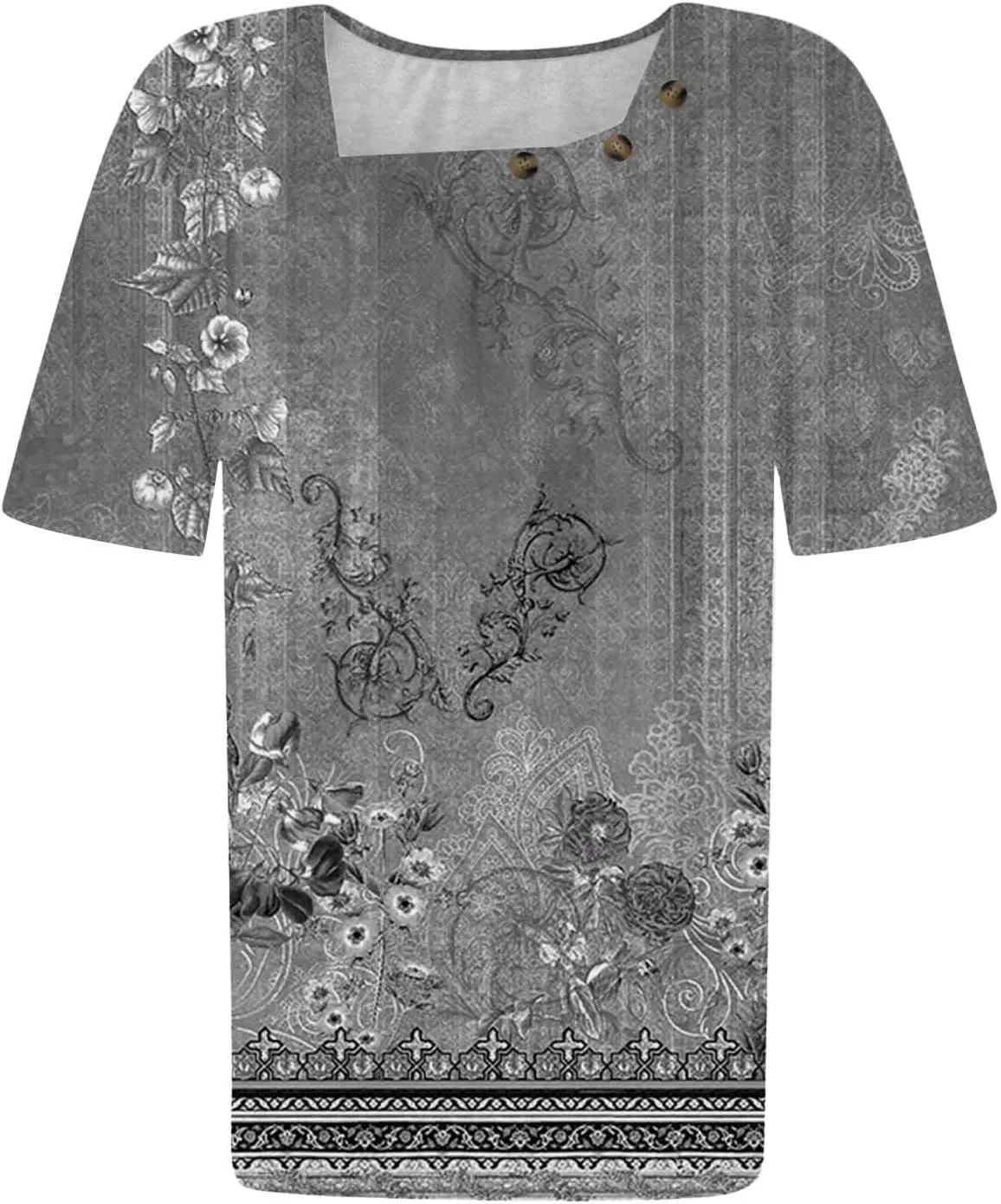 Womens Summer Tops Dressy Trendy Boho Floral Print Short Sleeve T Shirts Casual Loose Fit Basic Tunic Blouses Tees