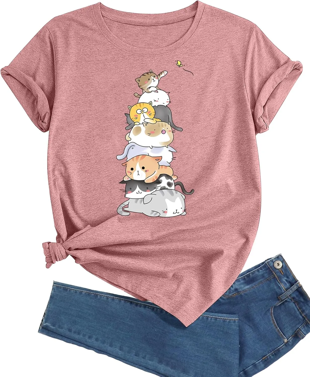 Women's T-Shirt Short Sleeve Crewneck Graphic Tees Printed Casual Summer Tops