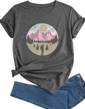 Women's T-Shirt Short Sleeve Crewneck Graphic Tees Printed Casual Summer Tops