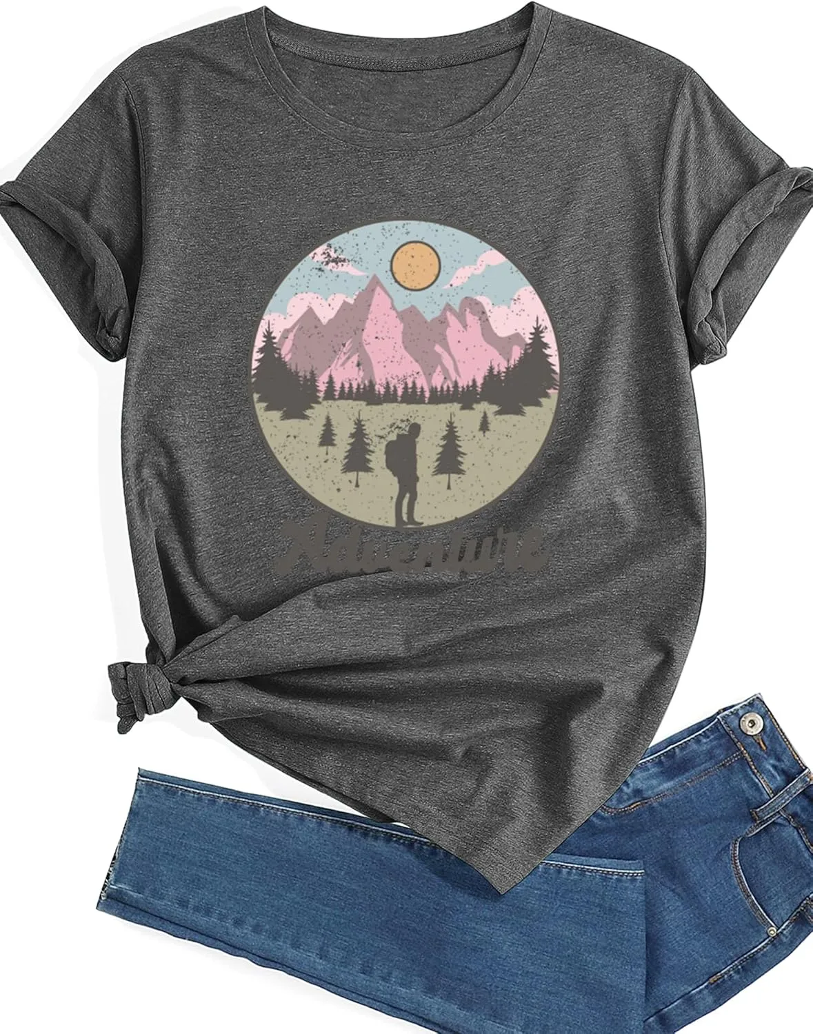 Women's T-Shirt Short Sleeve Crewneck Graphic Tees Printed Casual Summer Tops