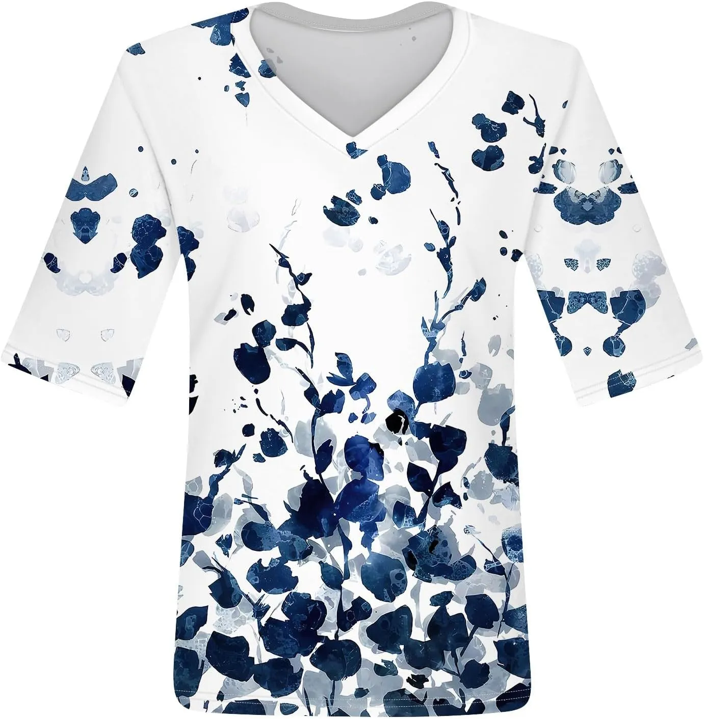 Women's V Neck T Shirts Casual Half Sleeve Tops Basic Summer Tees 2025 Dressy Casual Elbow Sleeve Blouse Trendy